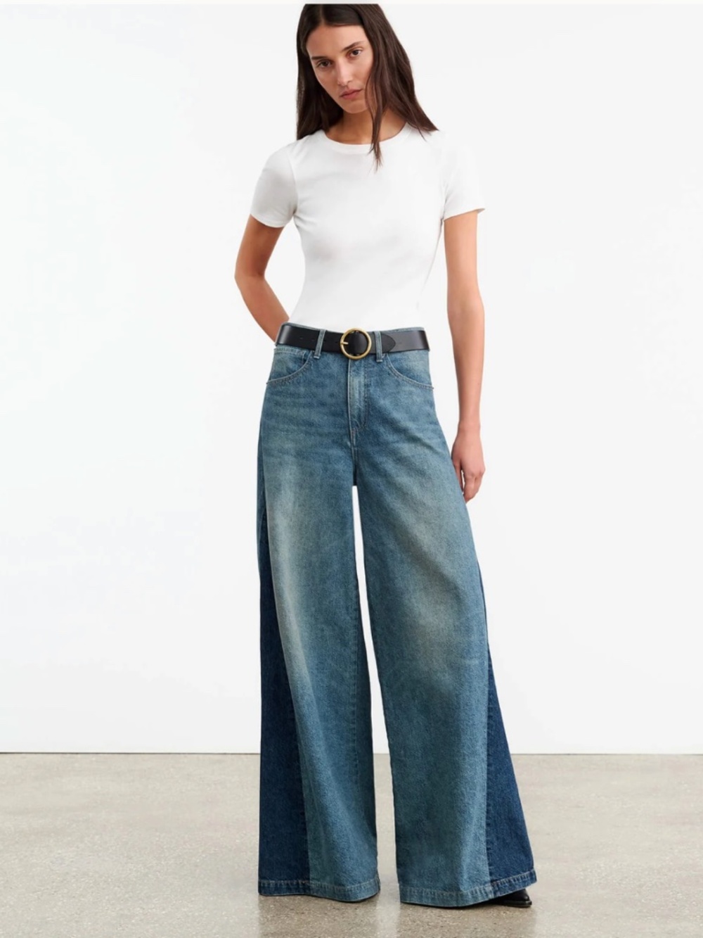 Nili Lotan Ebony Jean Wide Leg 29 nwt $550 Patchwork